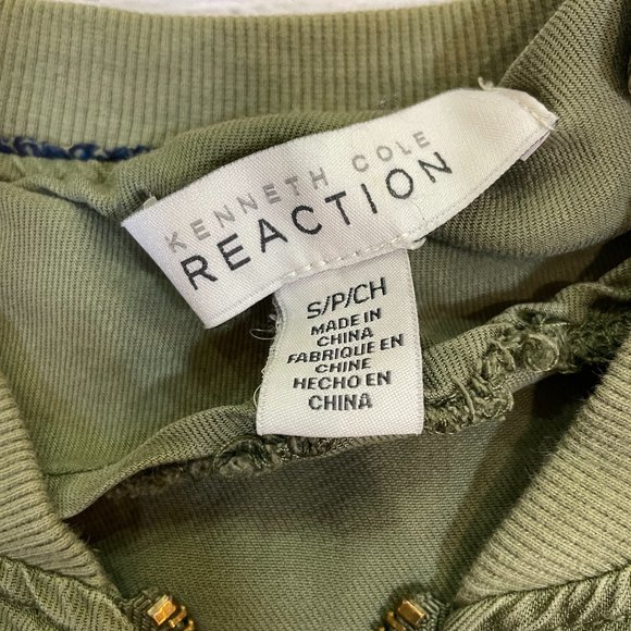 Women's Kenneth Cole Reaction Olive Green Military Bomber Jacket - Picture 5 of 6